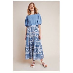 Anthropologie Maeve Maxi Embroidered Skirt